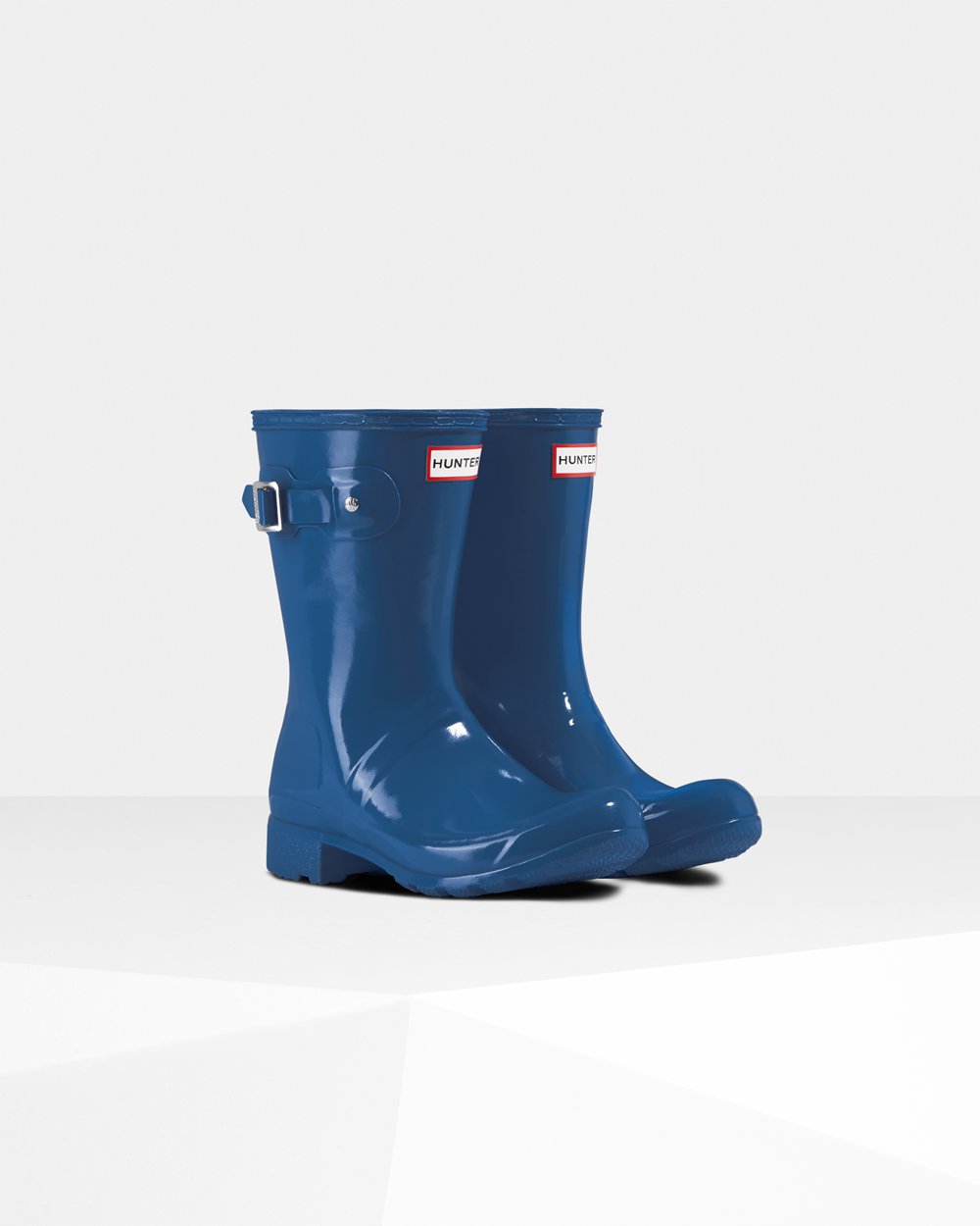 Womens Short Rain Boots - Hunter Original Tour Foldable Gloss (41GIZUXLP) - Blue
